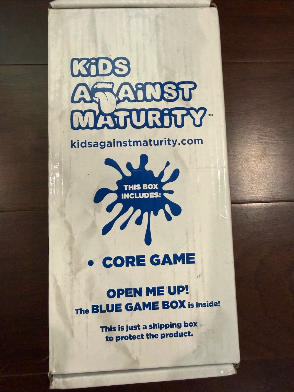 Kids Against Maturity Core Game Box - White with Blue Print